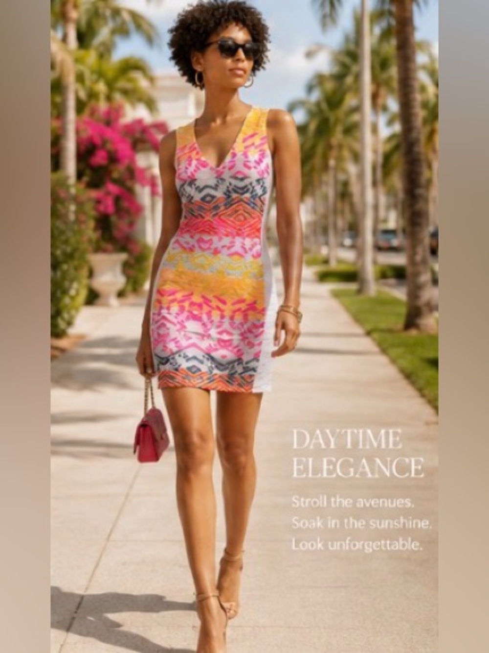 Vilagallo Mia Mini Dress Pink Multicolor Palm Beach Resort Luxe Size 4